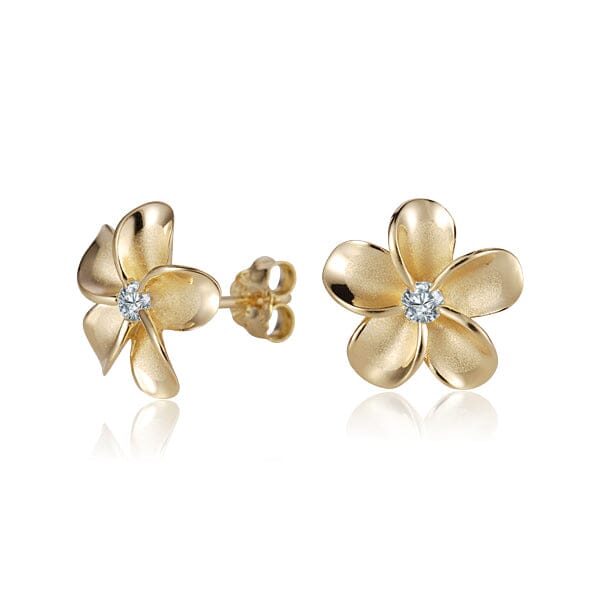 Pua Plumeria Stud Earrings Earrings Island by Koa Nani Gold Vermeil 