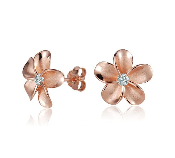 Pua Plumeria Stud Earrings Earrings Island by Koa Nani Rose Gold Vermeil 