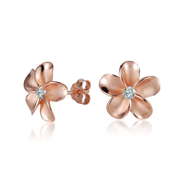 Pua Plumeria Stud Earrings Earrings Island by Koa Nani Rose Gold Vermeil 