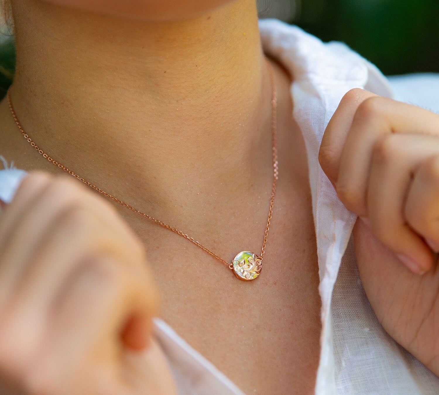 Pualani Plumeria Scroll Necklace Necklace Island by Koa Nani 