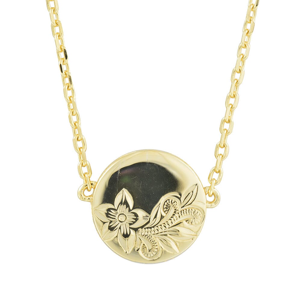 Pualani Plumeria Scroll Necklace Necklace Island by Koa Nani Gold Vermeil 