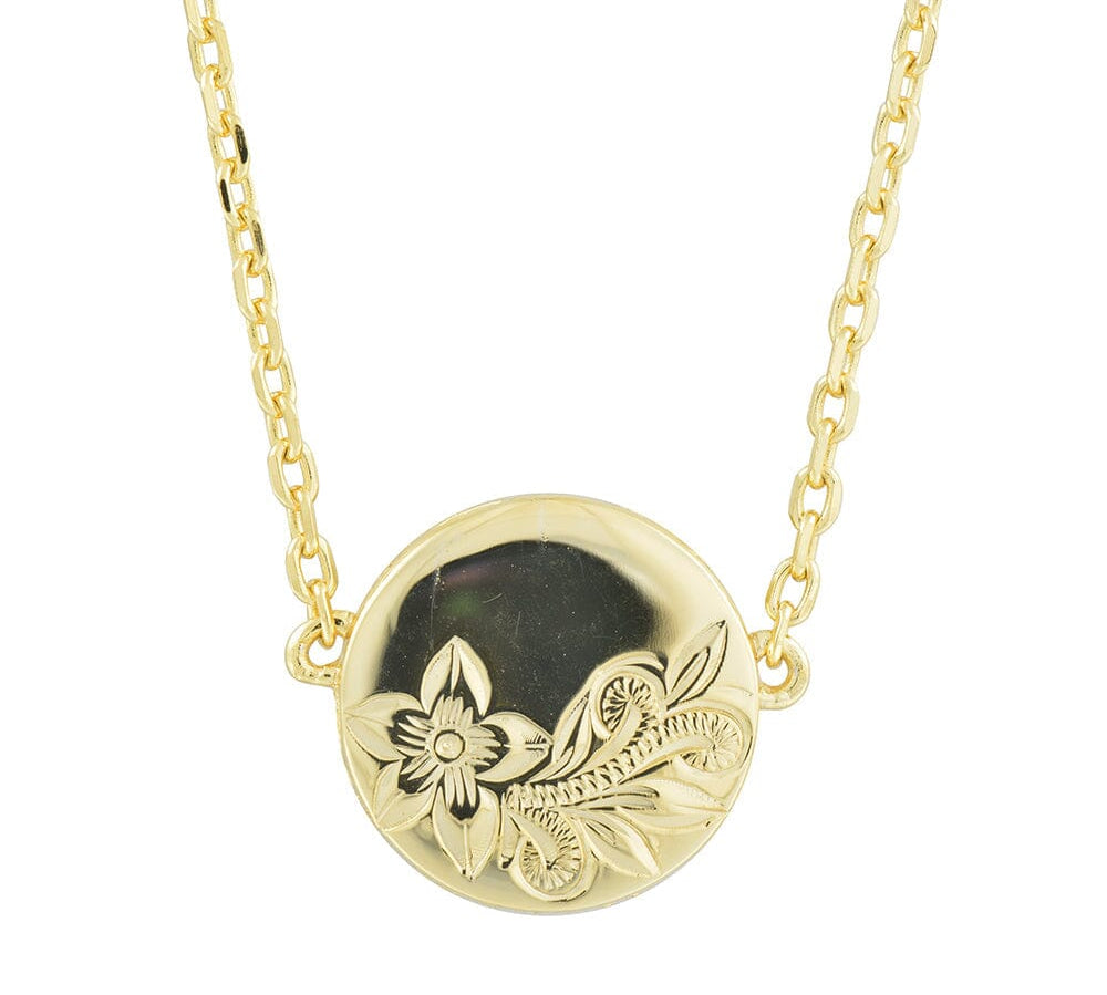 Pualani Plumeria Scroll Necklace Necklace Island by Koa Nani Gold Vermeil 
