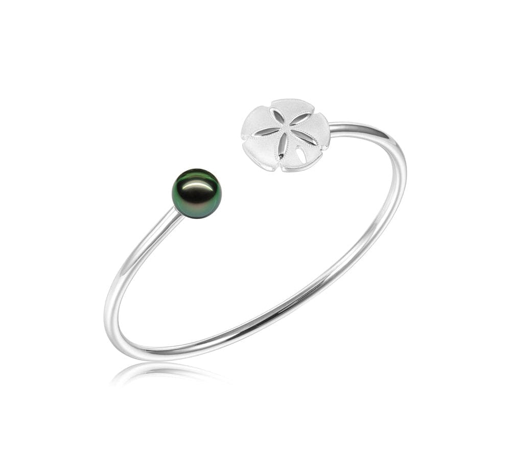 Sand Dollar Bangle with Tahitian Pearl Bangle Island by Koa Nani 