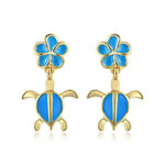 Sea Blue Pua and Honu Earrings Earrings Island by Koa Nani 
