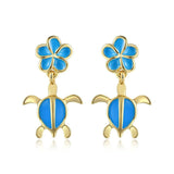 Sea Blue Pua and Honu Earrings Earrings Island by Koa Nani 