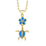 Sea Blue Pua and Honu Necklace Necklace Island by Koa Nani 