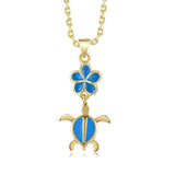 Sea Blue Pua and Honu Necklace Necklace Island by Koa Nani 
