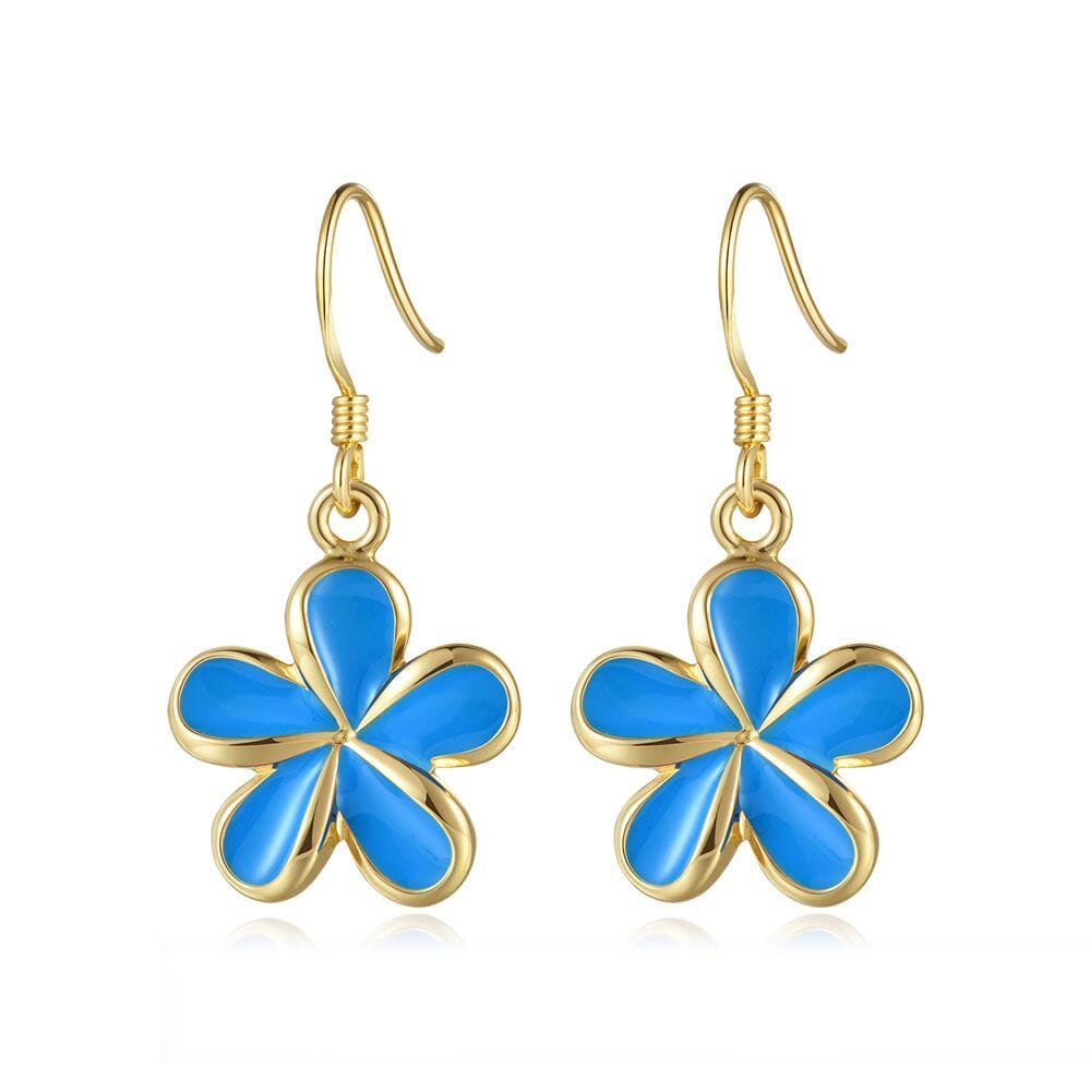 Sea Blue Pua Melia Hook Earrings Earrings Island by Koa Nani 18mm 