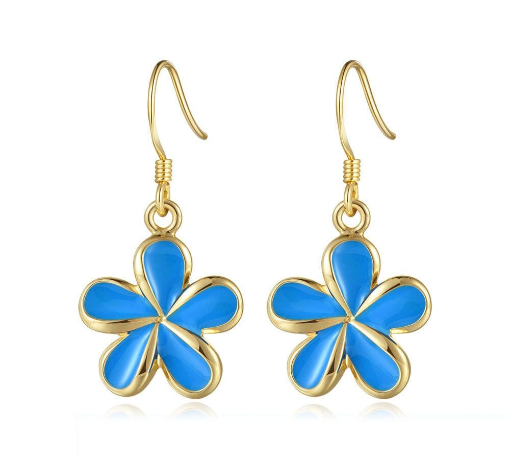 Sea Blue Pua Melia Hook Earrings Earrings Island by Koa Nani 18mm 
