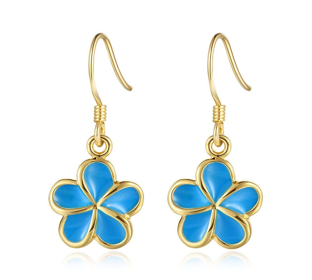 Sea Blue Pua Melia Hook Earrings Earrings Island by Koa Nani 10mm 