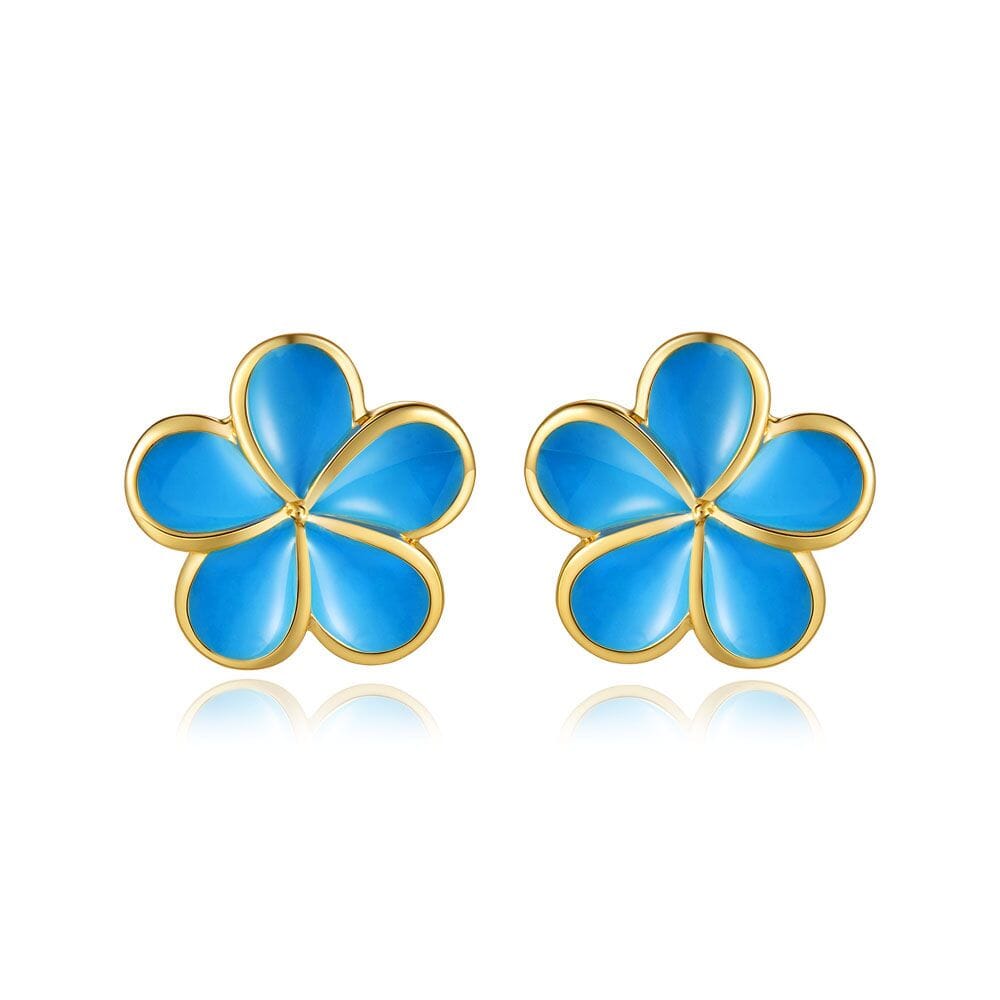 Sea Blue Pua Melia Stud Earrings Earrings Island by Koa Nani 10mm 