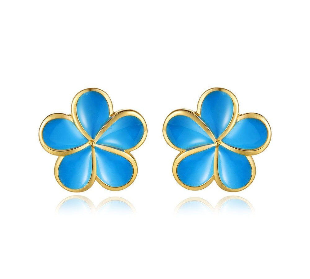 Sea Blue Pua Melia Stud Earrings Earrings Island by Koa Nani 10mm 