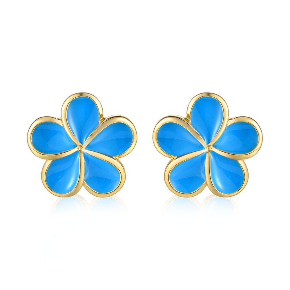 Sea Blue Pua Melia Stud Earrings Earrings Island by Koa Nani 14mm 