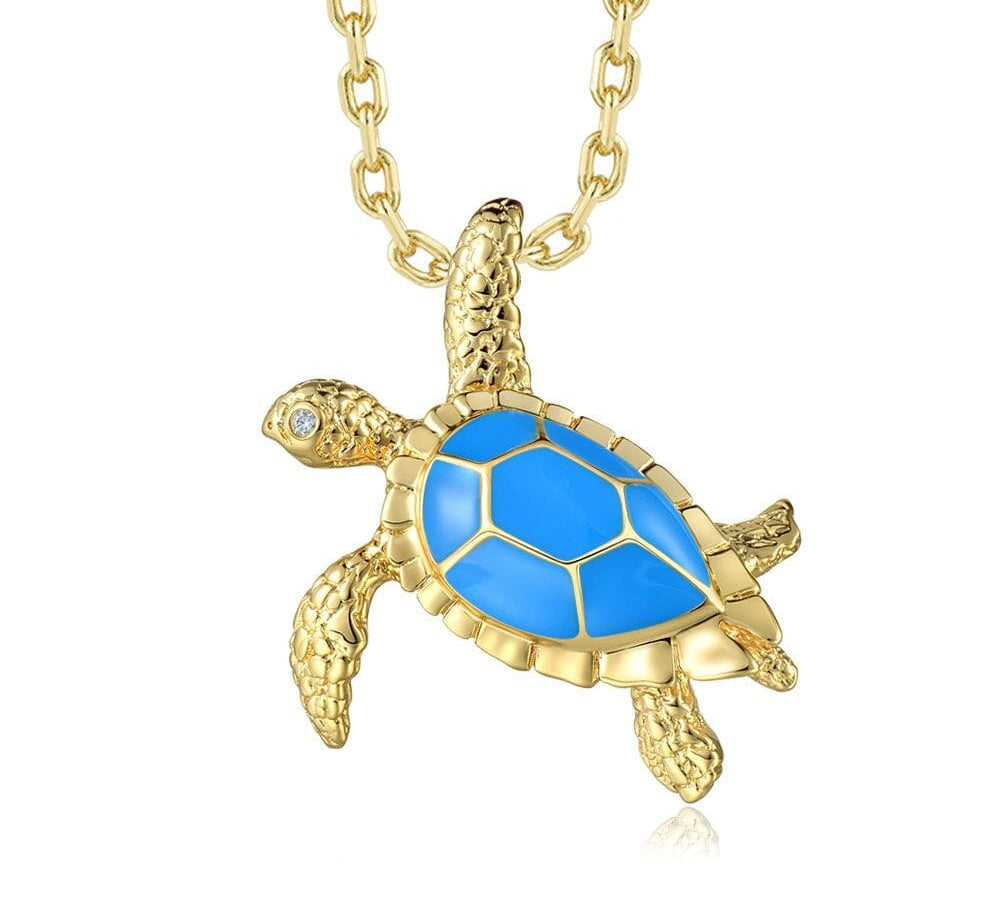 Sea Blue Waimanalo Honu Necklace Necklace Island by Koa Nani 