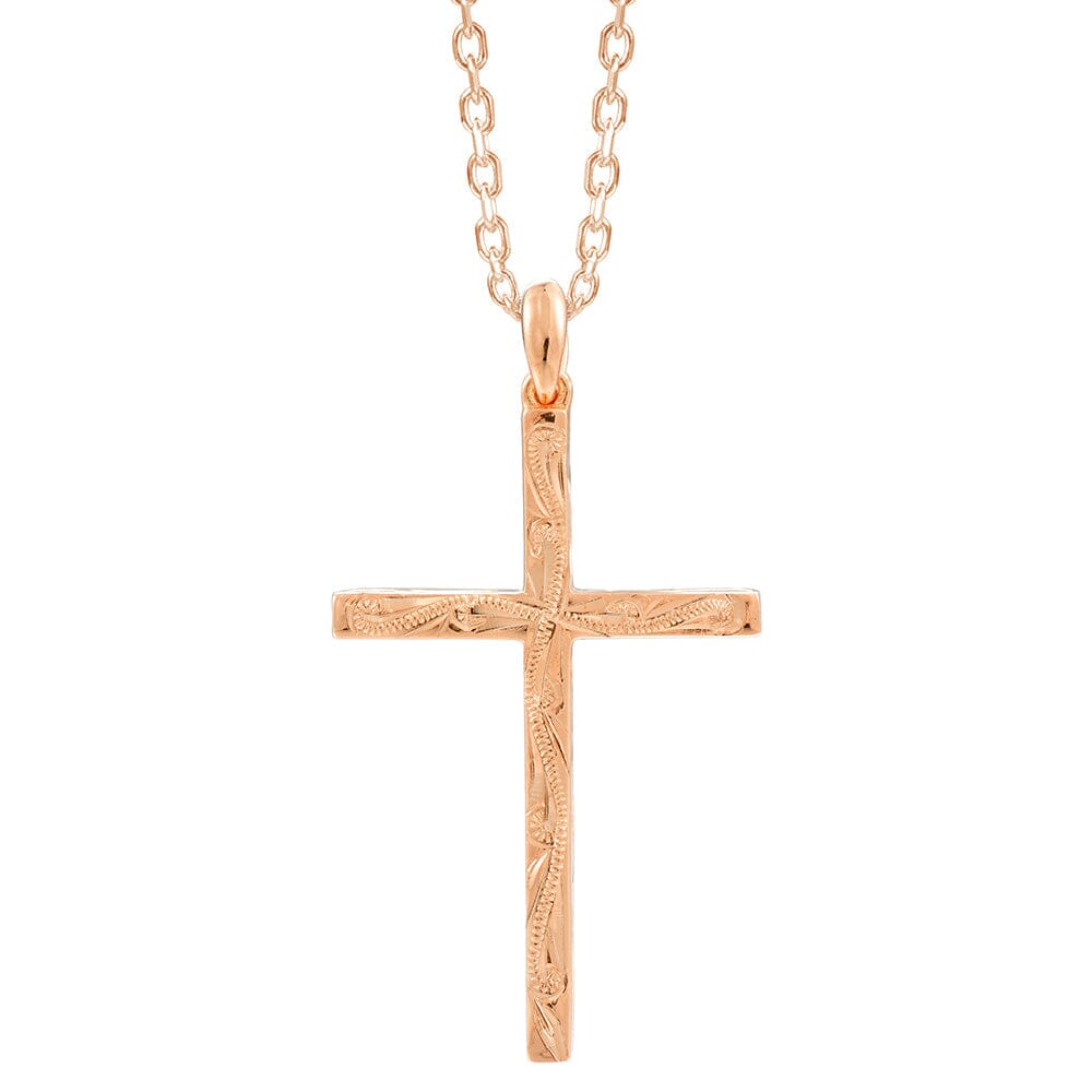 Therese Engraved Cross Pendant Pendant Island by Koa Nani Rose Gold Vermeil Style 1 
