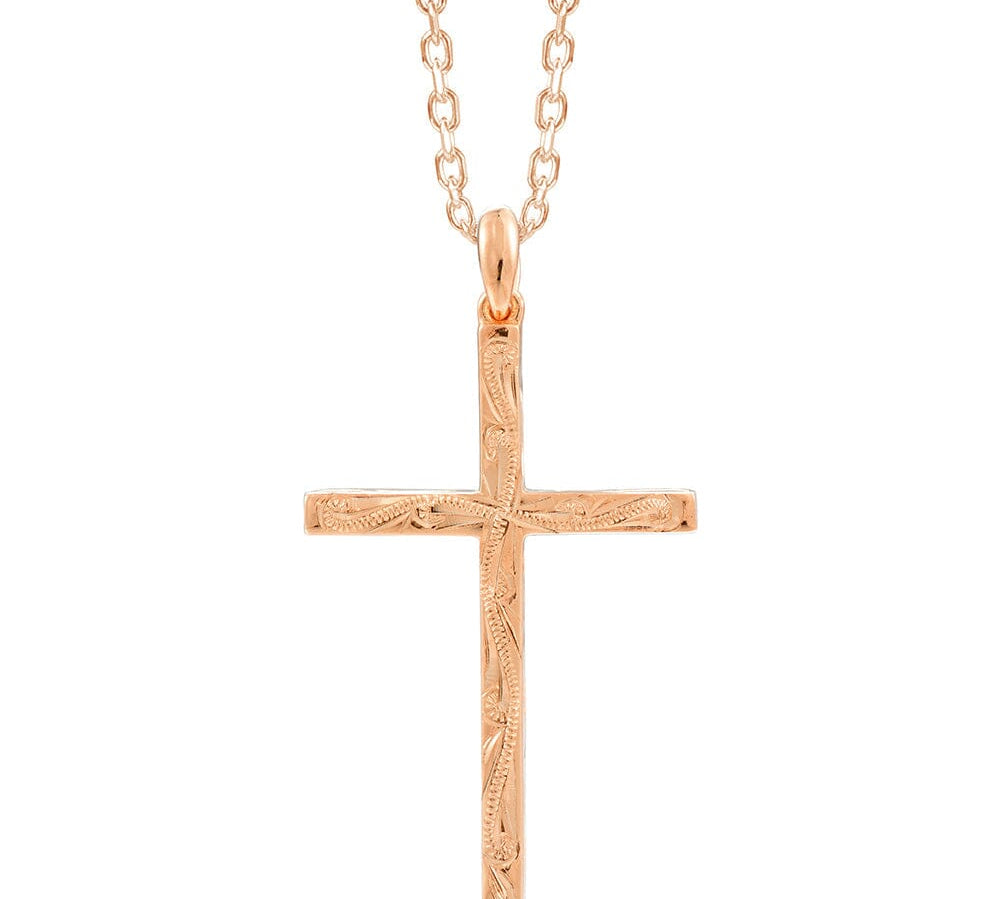 Therese Engraved Cross Pendant Pendant Island by Koa Nani Rose Gold Vermeil Style 1 