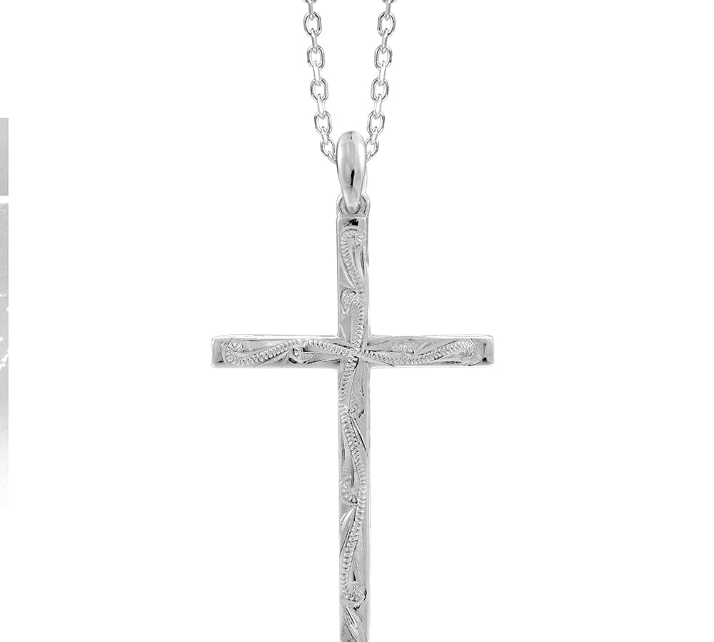 Therese Engraved Cross Pendant Pendant Island by Koa Nani Sterling Silver Style 1 
