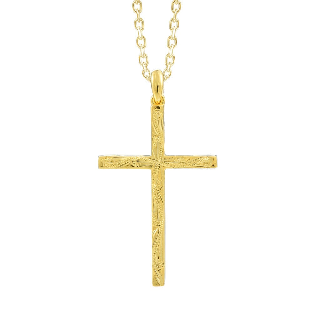 Therese Engraved Cross Pendant Pendant Island by Koa Nani Gold Vermeil Style 1 