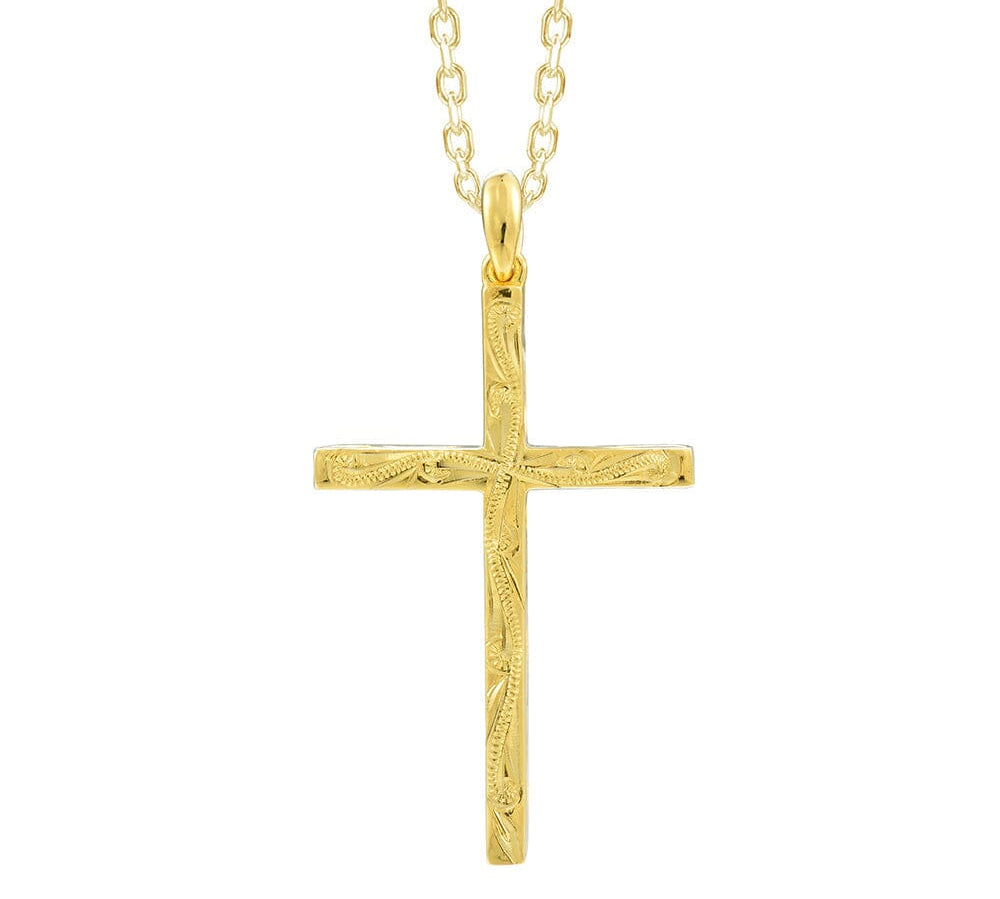 Therese Engraved Cross Pendant Pendant Island by Koa Nani Gold Vermeil Style 1 