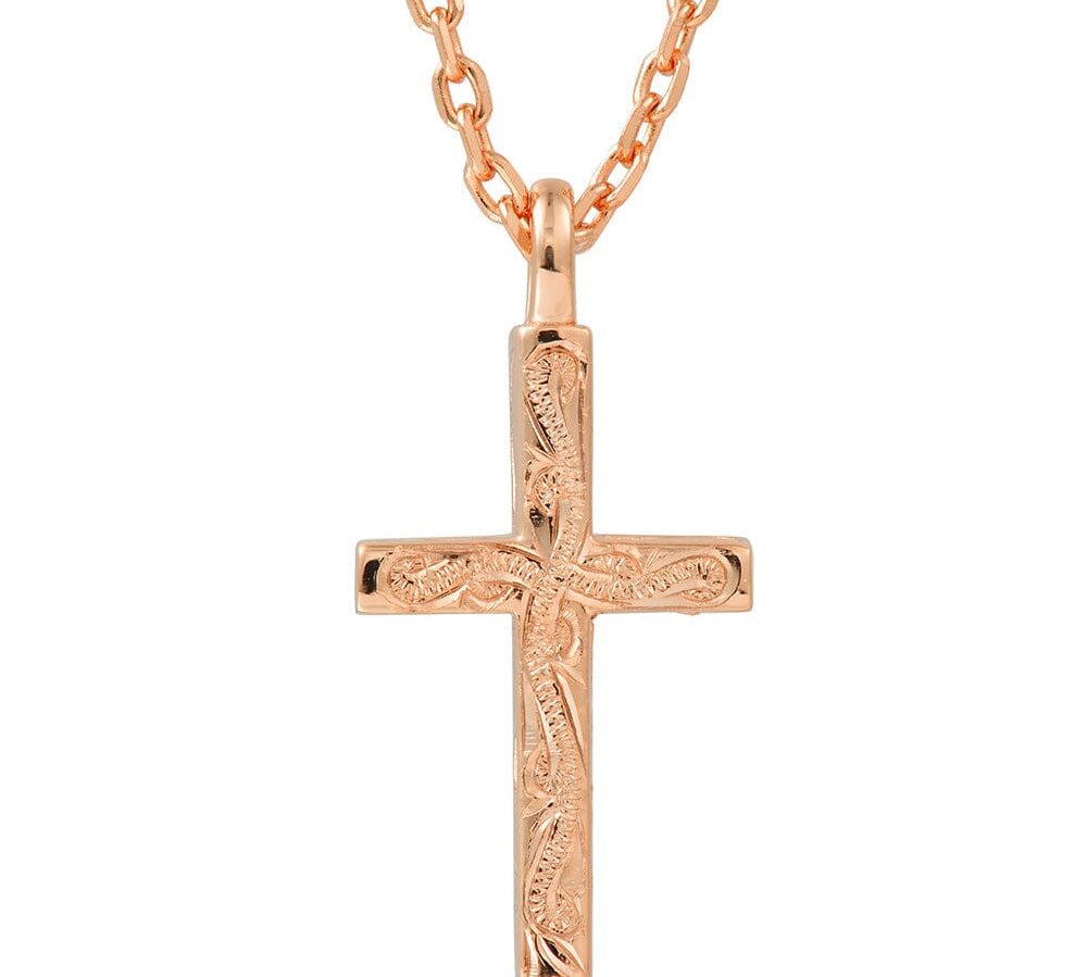 Therese Engraved Cross Pendant Pendant Island by Koa Nani Rose Gold Vermeil Style 2 