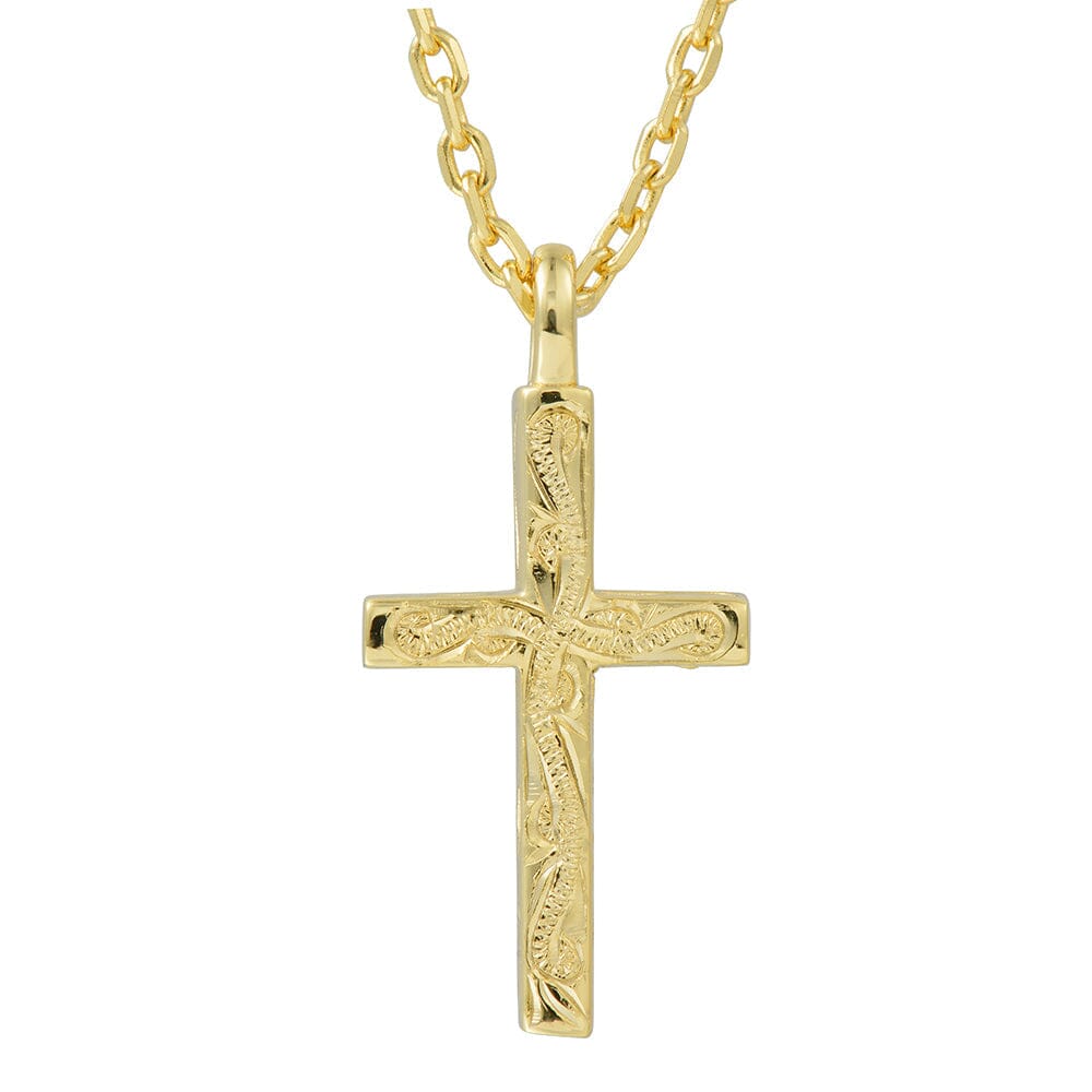 Therese Engraved Cross Pendant Pendant Island by Koa Nani Gold Vermeil Style 2 