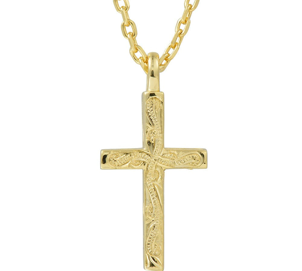 Therese Engraved Cross Pendant Pendant Island by Koa Nani Gold Vermeil Style 2 