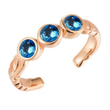 Trio Engraved Toe Ring Toe Ring Island by Koa Nani Rose Gold Vermeil Blue Topaz 
