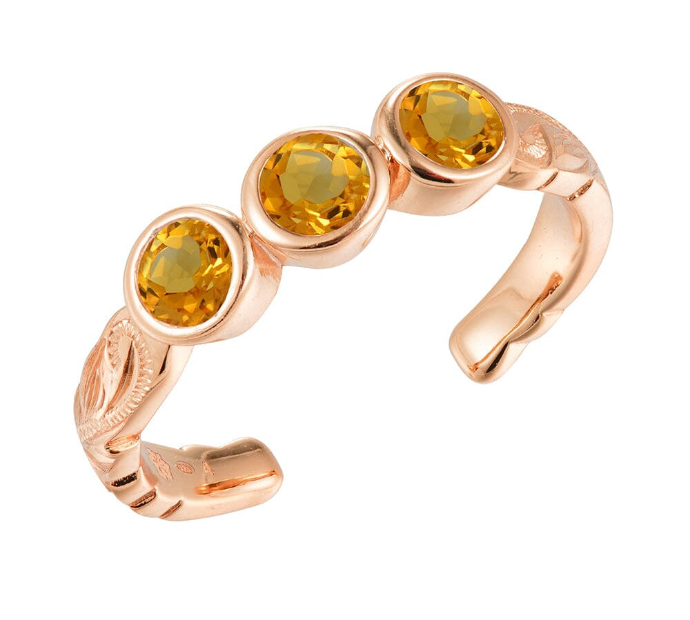 Trio Engraved Toe Ring Toe Ring Island by Koa Nani Rose Gold Vermeil Citrine 