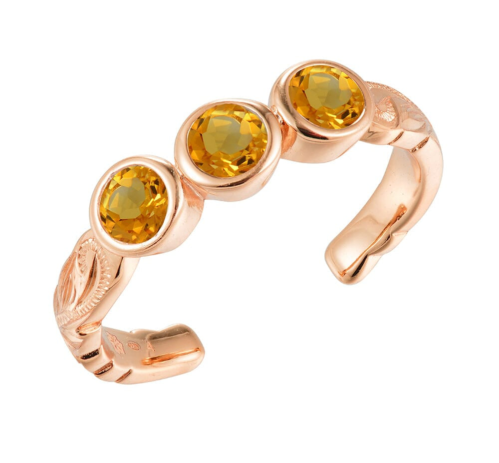 Trio Engraved Toe Ring Toe Ring Island by Koa Nani Rose Gold Vermeil Citrine 
