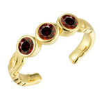 Trio Engraved Toe Ring Toe Ring Island by Koa Nani Rose Gold Vermeil Garnet 