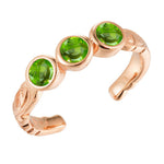 Trio Engraved Toe Ring Toe Ring Island by Koa Nani Rose Gold Vermeil Peridot 