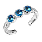 Trio Engraved Toe Ring Toe Ring Island by Koa Nani Sterling Silver Blue Topaz 