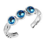 Trio Engraved Toe Ring Toe Ring Island by Koa Nani Sterling Silver Blue Topaz 