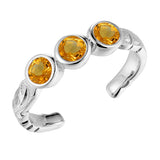 Trio Engraved Toe Ring Toe Ring Island by Koa Nani Sterling Silver Citrine 