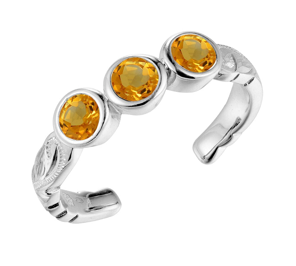 Trio Engraved Toe Ring Toe Ring Island by Koa Nani Sterling Silver Citrine 