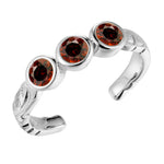 Trio Engraved Toe Ring Toe Ring Island by Koa Nani Sterling Silver Garnet 
