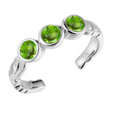 Trio Engraved Toe Ring Toe Ring Island by Koa Nani Sterling Silver Peridot 
