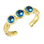 Trio Engraved Toe Ring Toe Ring Island by Koa Nani Gold Vermeil Blue Topaz 