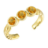 Trio Engraved Toe Ring Toe Ring Island by Koa Nani Gold Vermeil Citrine 