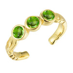 Trio Engraved Toe Ring Toe Ring Island by Koa Nani Gold Vermeil Peridot 