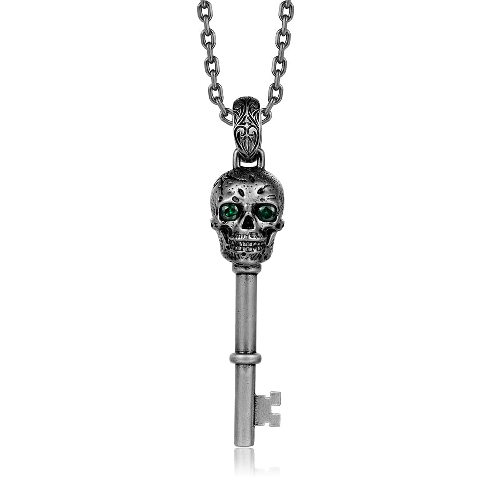 Tsavorite Nocturne Skull Key Pendant Pendant Island by Koa Nani 