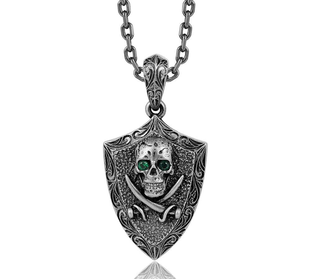 Tsavorite Pirate Skull Emblem Pendant Pendant Island by Koa Nani 
