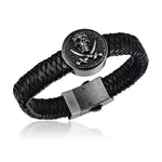 Tsavorite Pirate Skull Leather Bracelet Bracelet Island by Koa Nani 