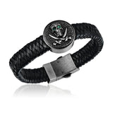 Tsavorite Pirate Skull Leather Bracelet Bracelet Island by Koa Nani 
