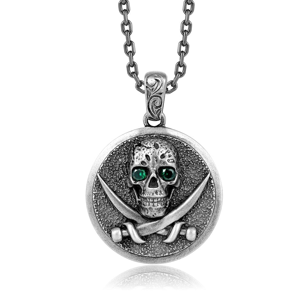 Tsavorite Pirate Skull Medallion Pendant Island by Koa Nani 
