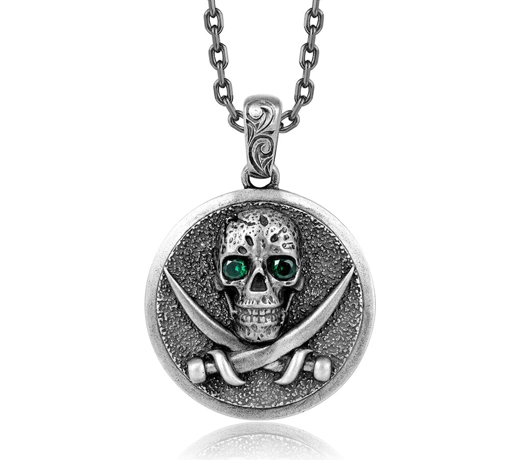 Tsavorite Pirate Skull Medallion Pendant Island by Koa Nani 