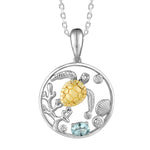 Two-Tone Honu Reef Pendant w/ Aquamarine Pendant Island by Koa Nani 
