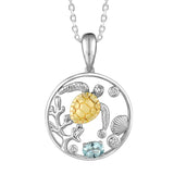 Two-Tone Honu Reef Pendant w/ Aquamarine Pendant Island by Koa Nani 