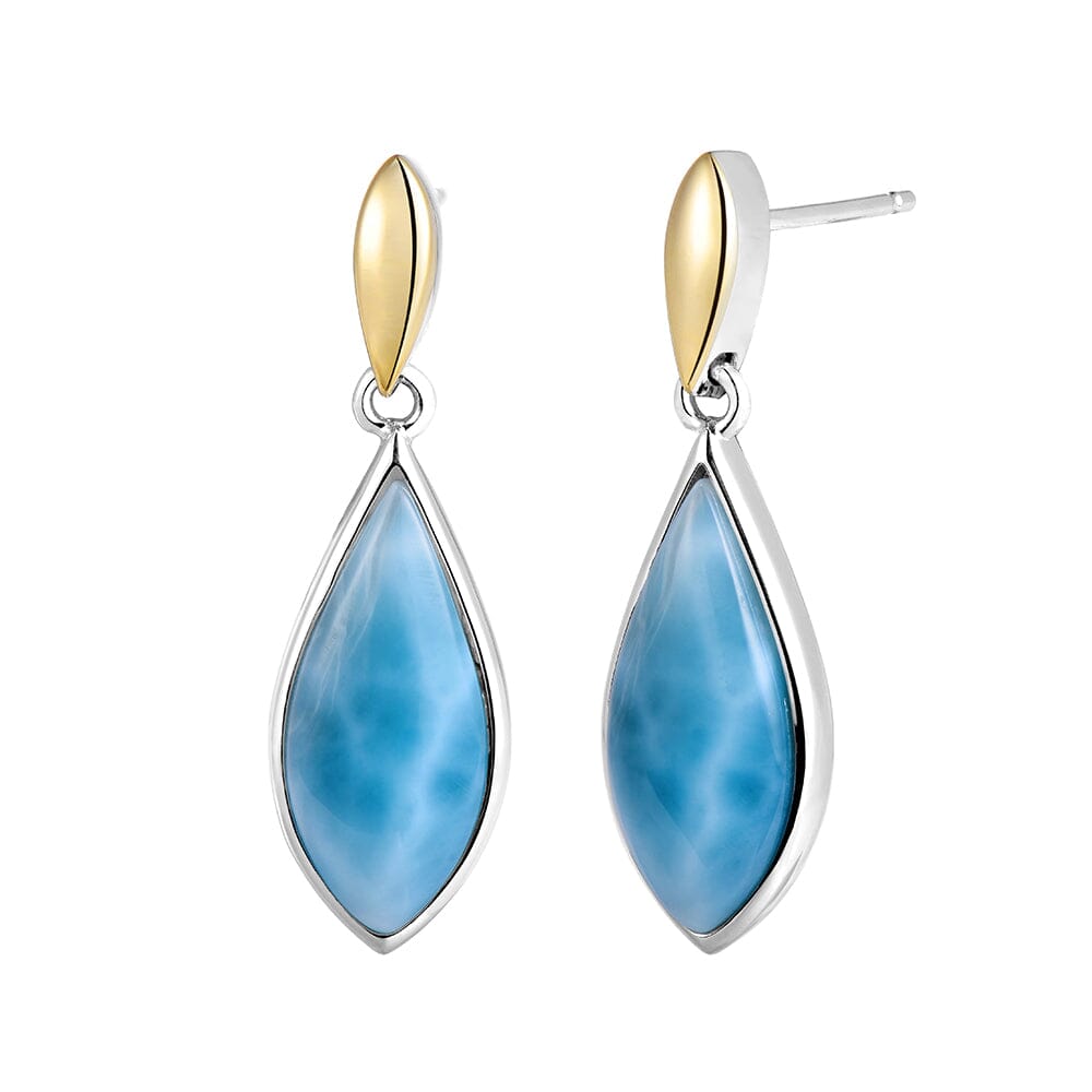 Two-Tone Larimar Mandorla Earrings Earrings Island by Koa Nani 