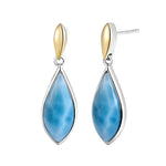Two-Tone Larimar Mandorla Earrings Earrings Island by Koa Nani 